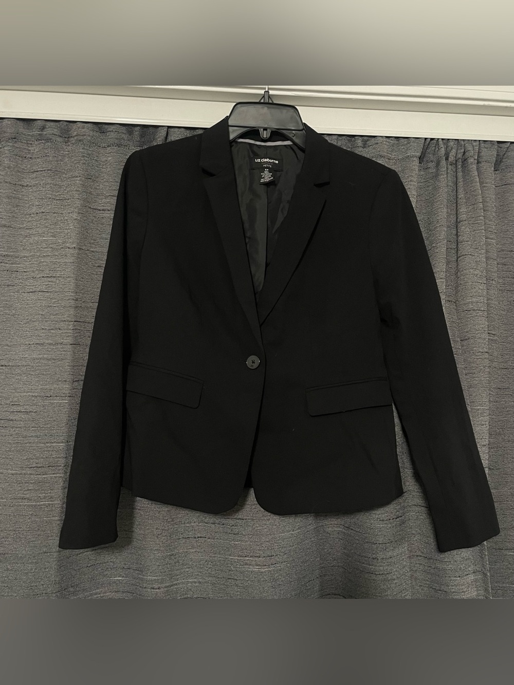 Liz Claiborne Career Cropped Blazer Black Lined Womens PS Petite Small Business
